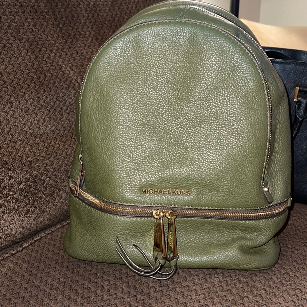 Michael Kors Rhea Olive Medium Leather Backpack